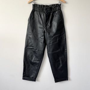 Zara faux leather barrel wide leg paperbag high waist ankle pants medium